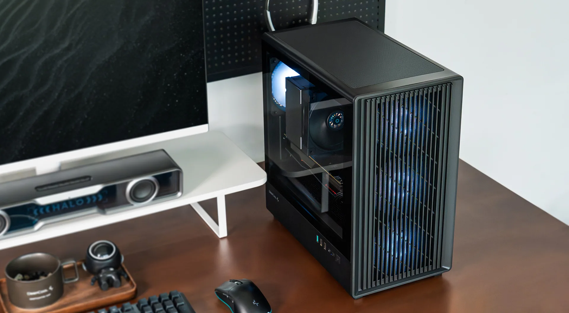 DeepCool CC350 4F built up on a desk