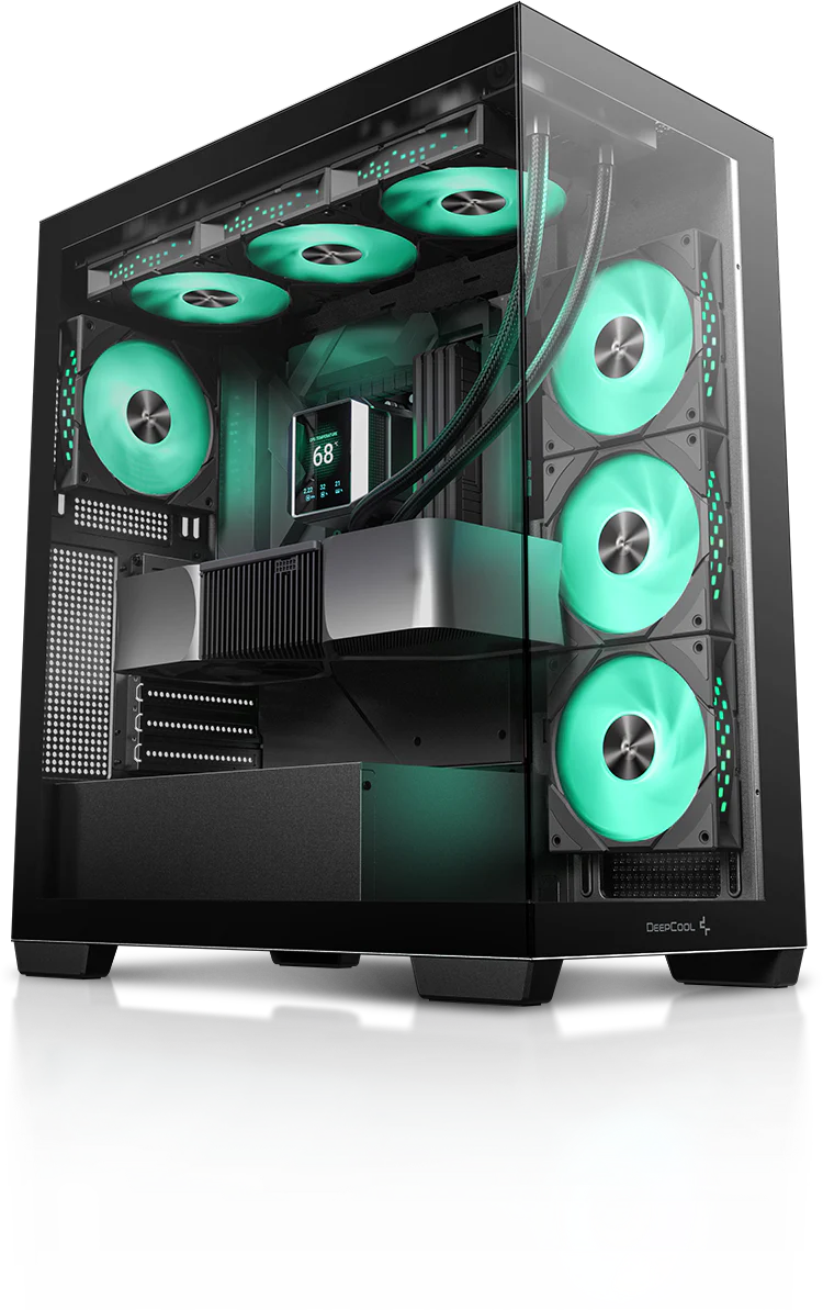 DeepCool CG580 4F Panaromic ATX PC Cabinet – Black - Green Apple Compunet