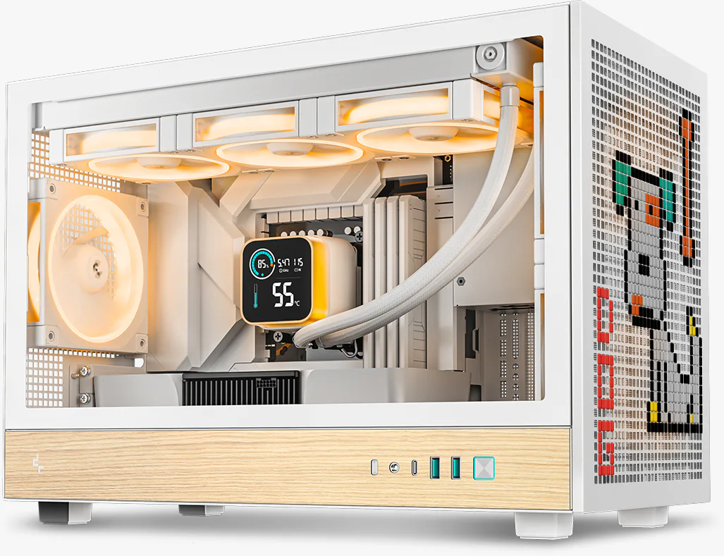 Deepcool CH260 Wood with tempered glass Micro ATX White – PinkleHub