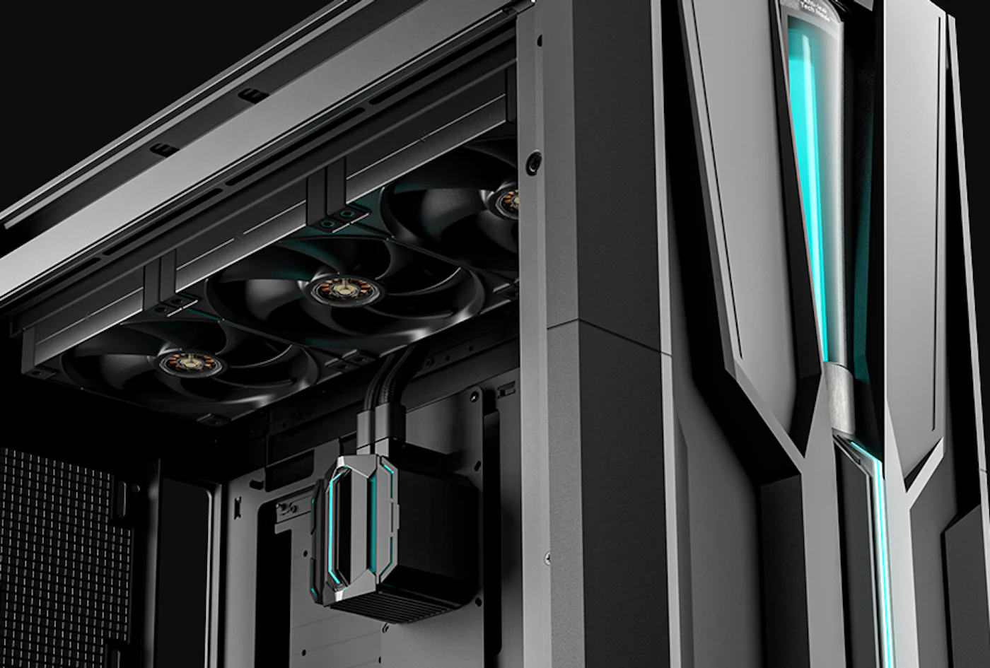 Integrated liquid cooling block and illuminated coolant reservoir inside CH890 DIGITAL EX