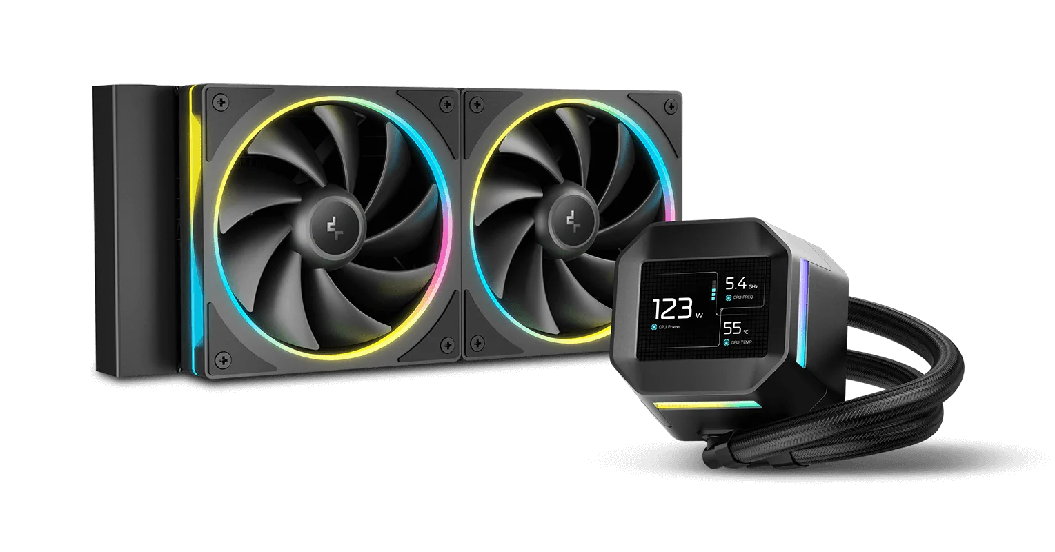DeepCool LM240 siyah 240 mm radyatör, pompa ve fanlar