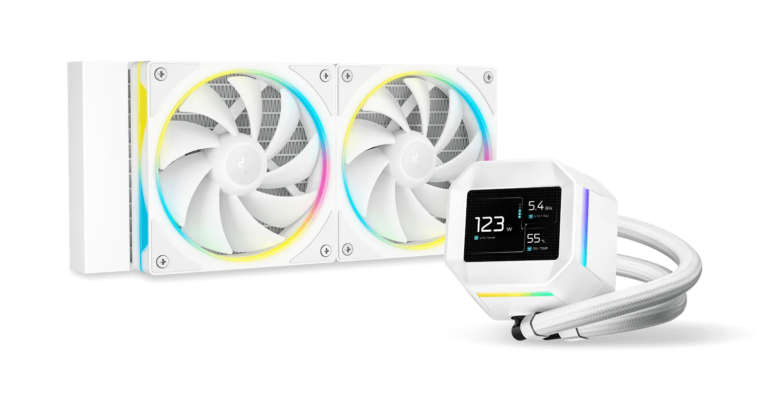 DeepCool LM240 WH beyaz 240 mm radyatör, pompa ve fanlar