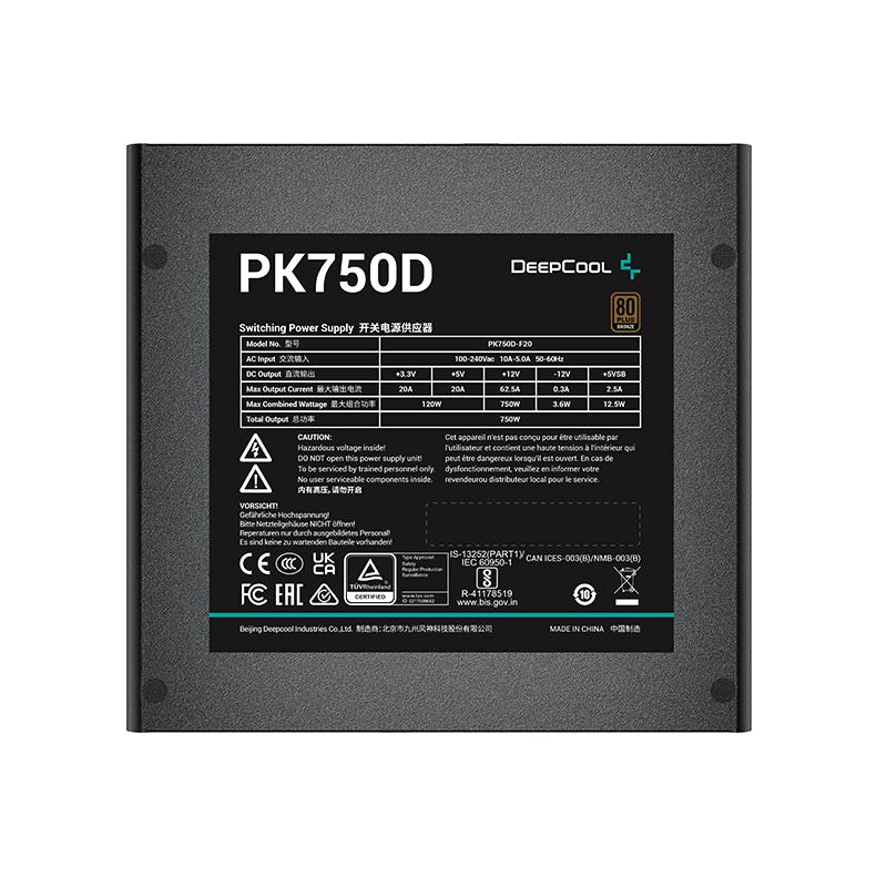 Ｄｅｅｐｃｏｏｌ PK750D 80PLUS Bronze認証 直付け式750W電源 目安在庫=△ 【数量は多】